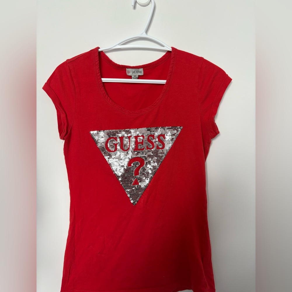 Red sequin guess top
